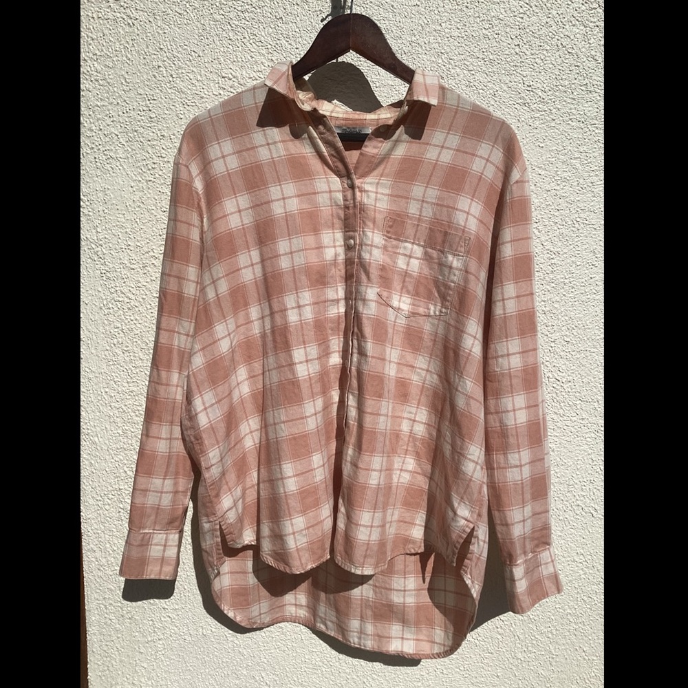 Madewell Pink Plaid Shirt Size Medium